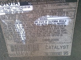 1996 TOYOTA T100, GREEN, SR5, EXTD CAB, 3.4L, AT, 4WD,  Z25992